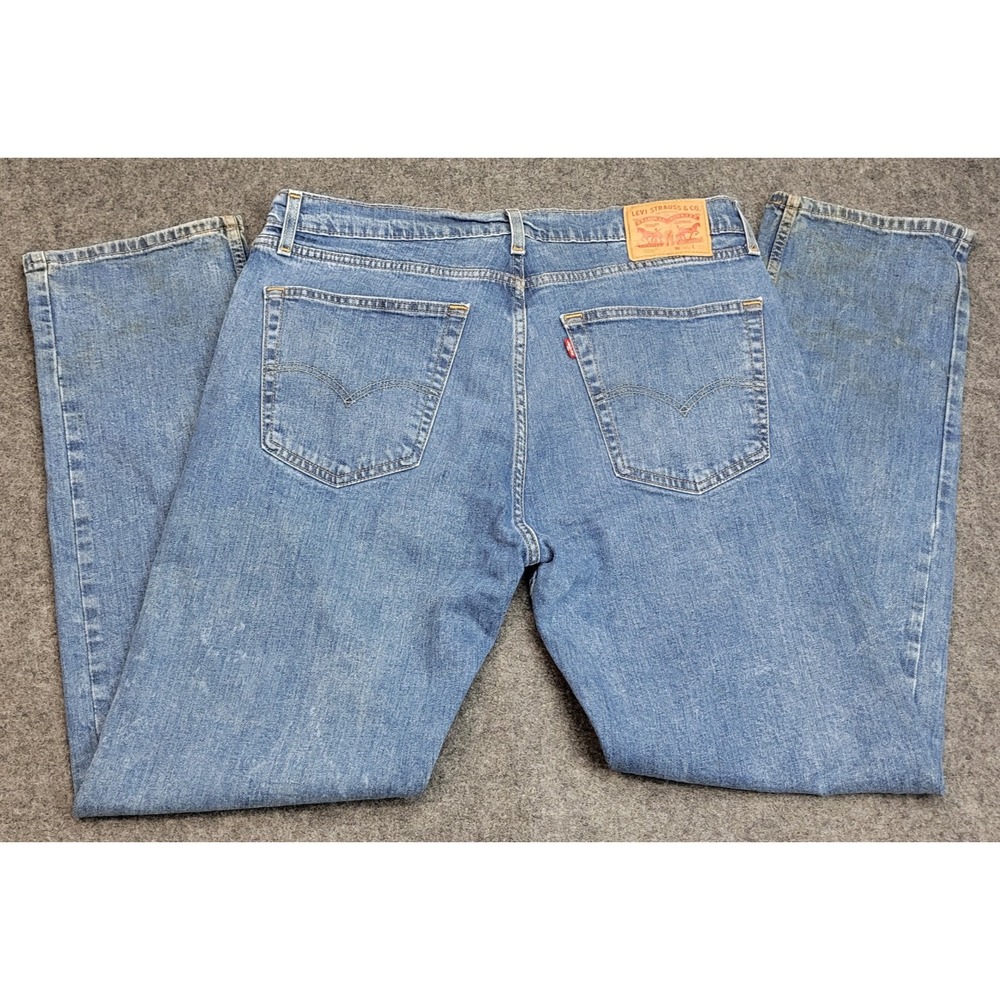 Levis 505 Jeans Mens 36x32 Blue Denim Boho Streetwearβ Grunge Festival Red Tab